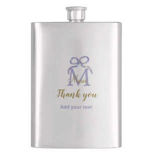 Paarse glitter boog Voeg naam letter monogram dank Flacon