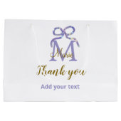 Paarse glitter boog Voeg naam letter monogram dank Groot Cadeauzakje (Achterkant)
