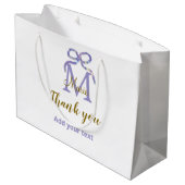 Paarse glitter boog Voeg naam letter monogram dank Groot Cadeauzakje (Achterkant Gekanteld)