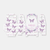 Paarse Glitter Butterfly Birthday Gable Favor Box Bedankdoosjes (Uitgevouwen)