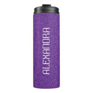 Paarse Glitter Chic Pattern Mame Persoonlijk Thermosbeker