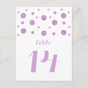 Paarse Glitter Confetti Table Number Briefkaart