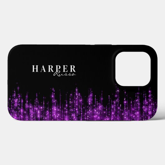 Paarse Glitter Custom Name Hoesje-Mate iPhone Case (Achterkant (horizontaal))
