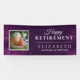Paarse Glitter Custom Photo Retirement Party Banne Spandoek
