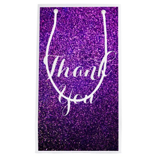 Paarse Glitter Dank je wel. Klein Cadeauzakje (Voorkant)