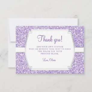 Paarse Glitter Dank u wel kaarten