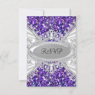Paarse Glitter Diamond Tiara Sweet 16 RSVP 2