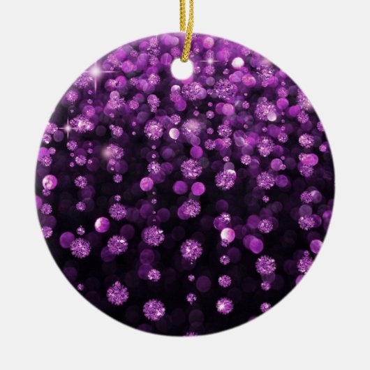 Paarse Glitter Diamonds Keramisch Ornament (Voorkant)