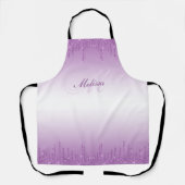 paarse glitter drip gepersonaliseerde naam monogra schort (Voorkant)