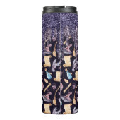 Paarse glitter Drip Halloween Witch Pattern Thermosbeker (Achterkant)