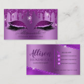 Paarse glitter Drip Metallic Folie Eyelash Visitekaartje (Voorkant / Achterkant)