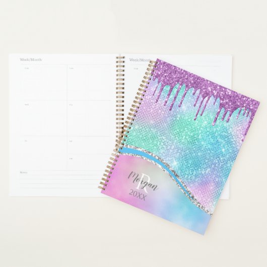 Paarse Glitter Drivers, Iridescent, Naam en Monogr Planner (Display)