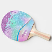 Paarse Glitter Drivers, Iridescent, Naam en Monogr Tafeltennisbatje (Zijkant)