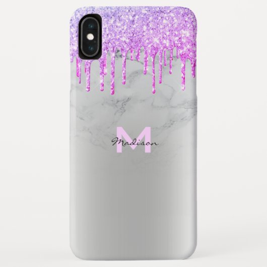 Paarse Glitter Drives Sparkles Marble Name Case-Mate iPhone Case (Achterkant)