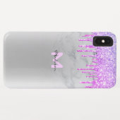 Paarse Glitter Drives Sparkles Marble Name Case-Mate iPhone Case (Achterkant (horizontaal))