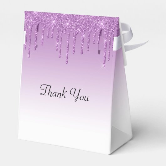paarse glitter druipt verjaardagsfeestgunst doos bedankdoosjes (Achterkant)