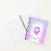 Paarse glitter druppelt aardbeibesthoudende zoetst notitieboek (Binnen)