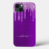 Paarse glitter druppelt girly glam Case-Mate iPhone case (Achterkant)