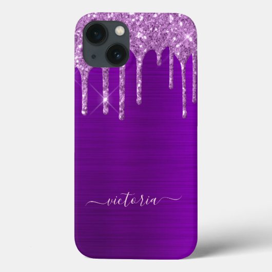 Paarse glitter druppelt girly glam Case-Mate iPhone case (Achterkant)