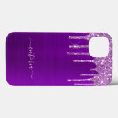 Paarse glitter druppelt girly glam Case-Mate iPhone case (Achterkant (horizontaal))