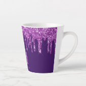 Paarse glitter druppelt monogram initiaal naam latte mok (Rechts)