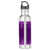 Paarse glitter druppelt monogram naam waterfles  (Achterkant)