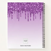 Paarse glitter druppelt violet monogram notitieboek (Achterkant)