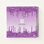 Paarse glitter druppelt violet monogram notitieboek (Achterkant)