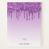 Paarse glitter druppelt violet monogram planner (Achterkant)