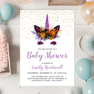 Paarse Glitter Eenhoorn Meisje Baby Shower Kaart