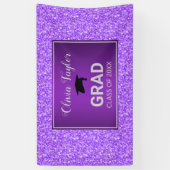 Paarse glitter en Afstuderen Pet Spandoek (Verticaal)