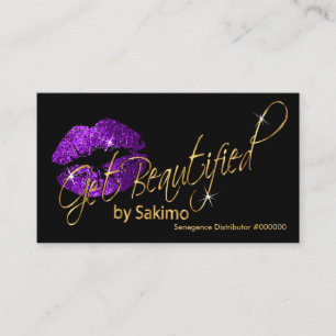 Paarse glitter en Gold Lips - Aangepast Visitekaartje