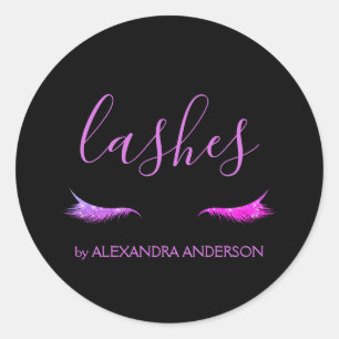Paarse Glitter en Sparkle Eyelash Extension Ronde Sticker