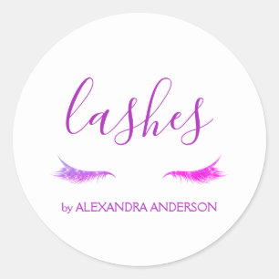 Paarse Glitter en Sparkle Eyelash Extension Ronde Sticker