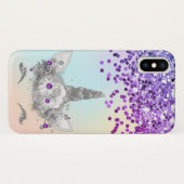 Paarse glitter en zilver Unicorn Case-Mate iPhone Case (Achterkant (horizontaal))