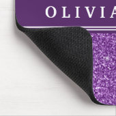 Paarse Glitter (faux) Persoonlijke naam Muismat (Hoek)