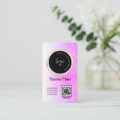 Paarse Glitter Feminin Social Media Logo QR Code Visitekaartje (Staand voorkant)