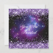 Paarse Glitter Galaxy Cluster Planetarium Weddensc Kaart (Voorkant)