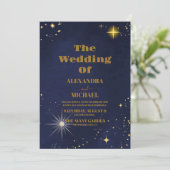 Paarse Glitter Galaxy Cluster Planetarium Weddensc Kaart (Staand voorkant)