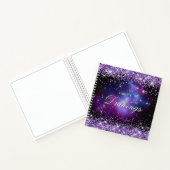 Paarse Glitter Galaxy Cluster Trekking Notitieboek (Binnen)