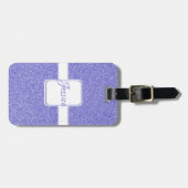 Paarse Glitter Gepersonaliseerd Bagage Label (Voorkant horizontaal)