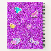 Paarse Glitter Girly Monogram Naam Schetsboek Notitieboek (Achterkant)