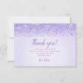 Paarse glitter, glam bedankt kaarten (Voorkant)