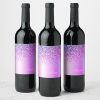 Paarse Glitter Glam Metaal Monogram Naam