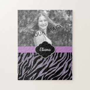 Paarse Glitter Glamoureuze Gepersonaliseerd Fotogr Legpuzzel