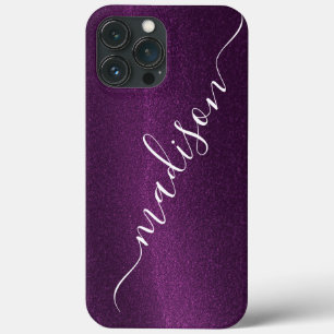 Paarse Glitter Glans Aangepaste Gepersonaliseerde iPhone 13 Pro Max Hoesje