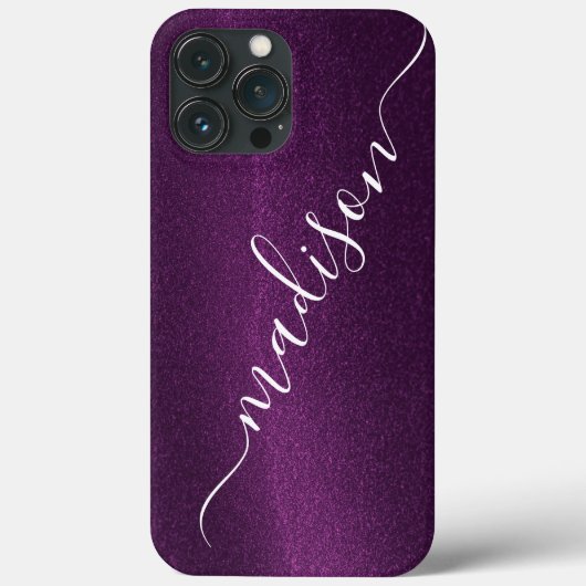 Paarse Glitter Glans Aangepaste Gepersonaliseerde Case-Mate iPhone Case (Achterkant)