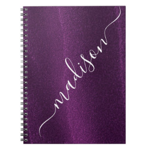 Paarse Glitter Glans Aangepaste Gepersonaliseerde Notitieboek