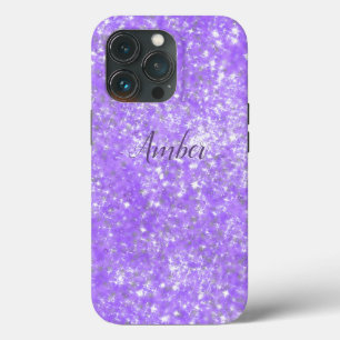Paarse Glitter Glans Elegant Persoonlijk iPhone 13 Pro Hoesje