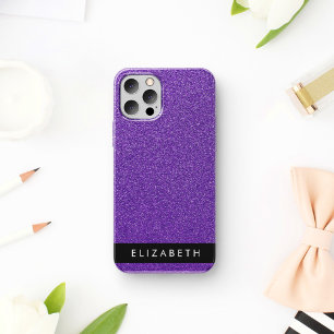 Paarse Glitter, Glitter Achtergrond, Jouw naam iPhone 12 Pro Hoesje